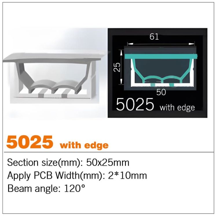 5025 silicone profile with edge Silicone LED Strip Tube