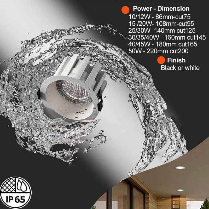 Waterproof Recessed LED downlight 10W / 15W / 20W / 30W / 40W / 50W , IP65 1 Waterproof Recessed LED downlight