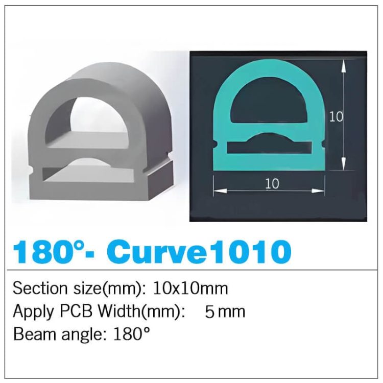 180 degree Dome Curve silicone led strip tube - Top View 10*10mm
