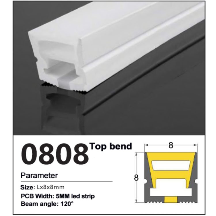 Silicone LED Strip tube Top Bend 8*8mm