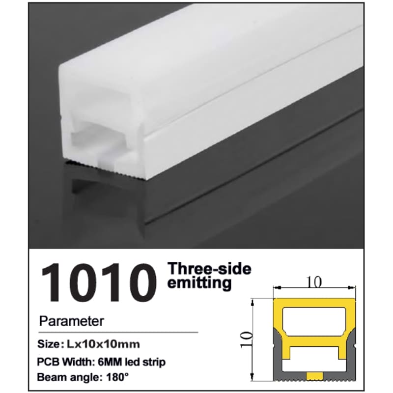 New 3 Sides Silicone LED Strip channel - Top view 10*10mm 1 3 Sides Silicone LED Strip channel - Top view 10*10mm