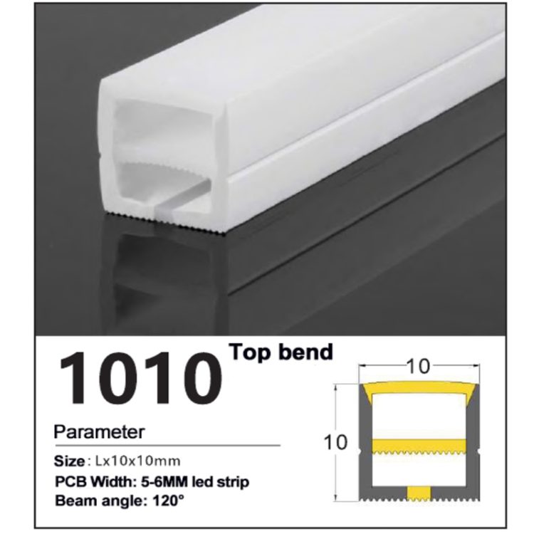Top Bend Silicone Tube to LED Strip 10*10mm