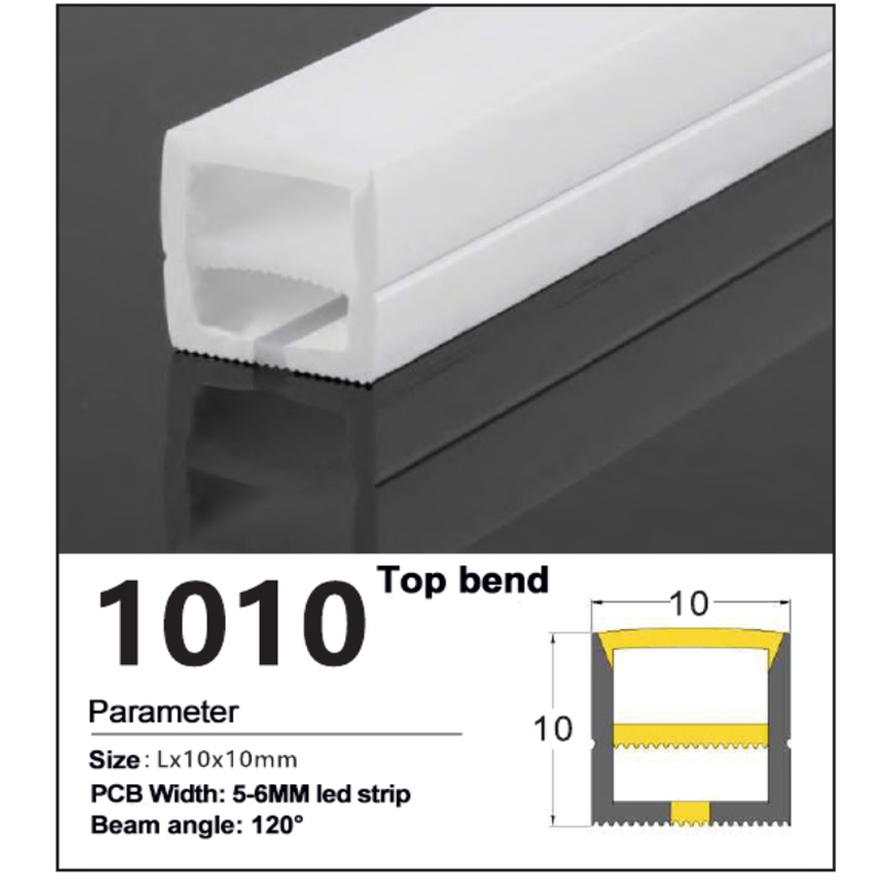 Quality Top Bend Silicone Tube to LED Strip 10*10mm 1 Top Bend Silicone Tube to LED Strip 10*10mm