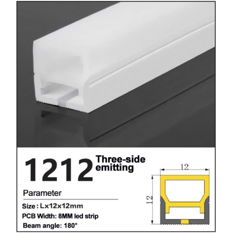 3 Sides Top view Silicone LED Strip channel -12*12mm