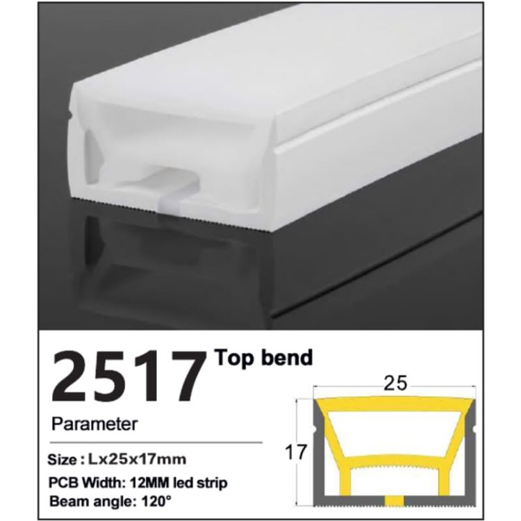 Silicone LED Strip channel Top view 25*17mm