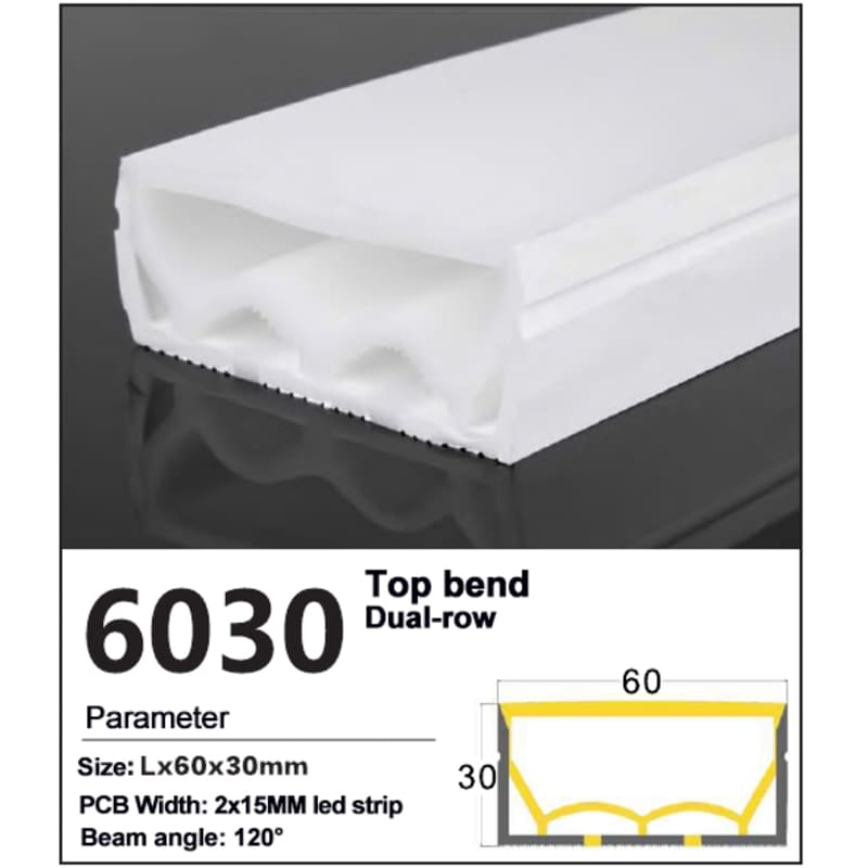 New Wide Silicone LED Strip Tube - Top view 60*30mm 1 Wide Silicone LED Strip Tube