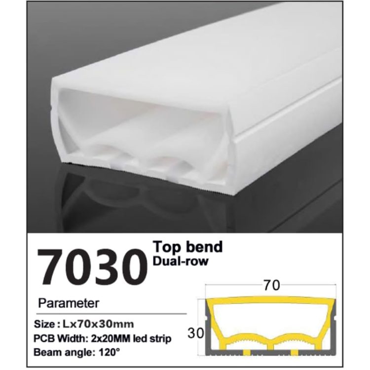 Double Row Silicone LED Strip Tube - Top view 70*30mm