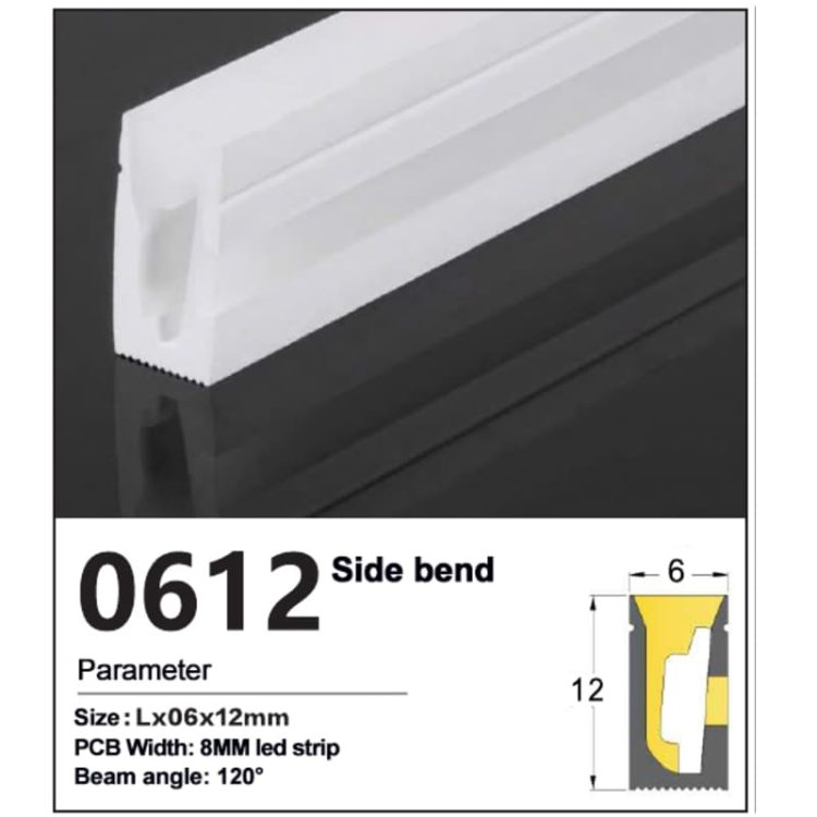 Side bend Led Strip Silicone Tube 6x12mm