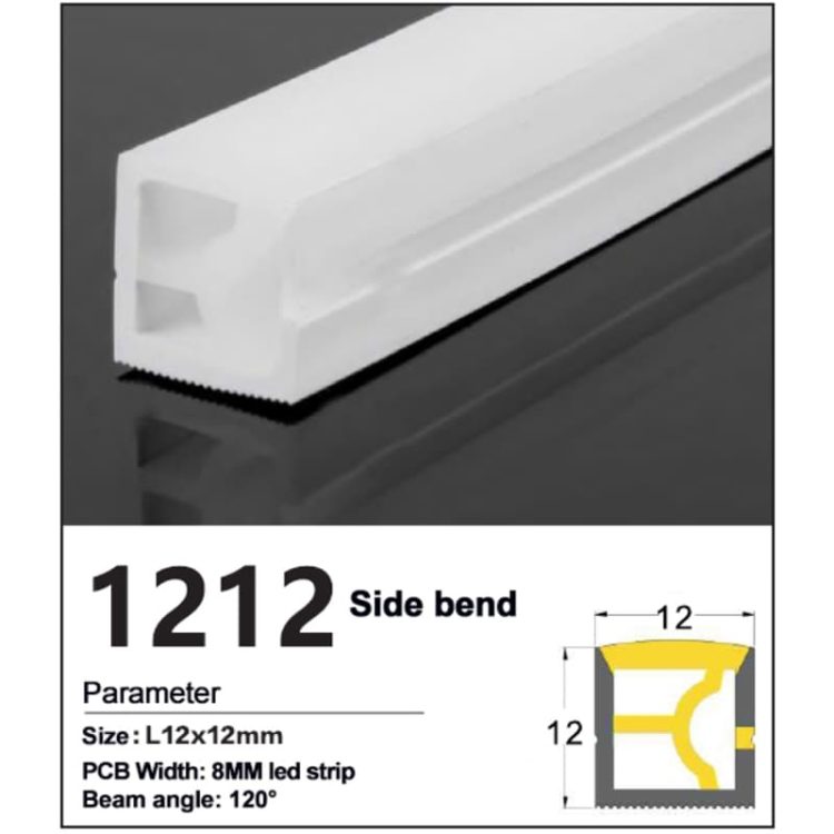 Side bend Led Strip Silicone Tube 12*12mm