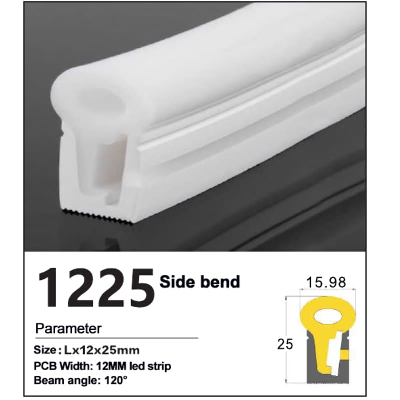 New Dome Side bend Silicone led strip channel 12*25mm 1 Dome Side bend Silicone led strip channel 12*25mm