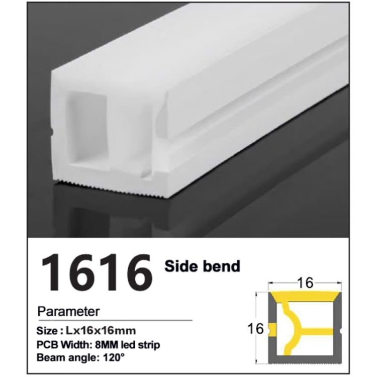 Side bend LED Strip Silicone Tube 16*16mm