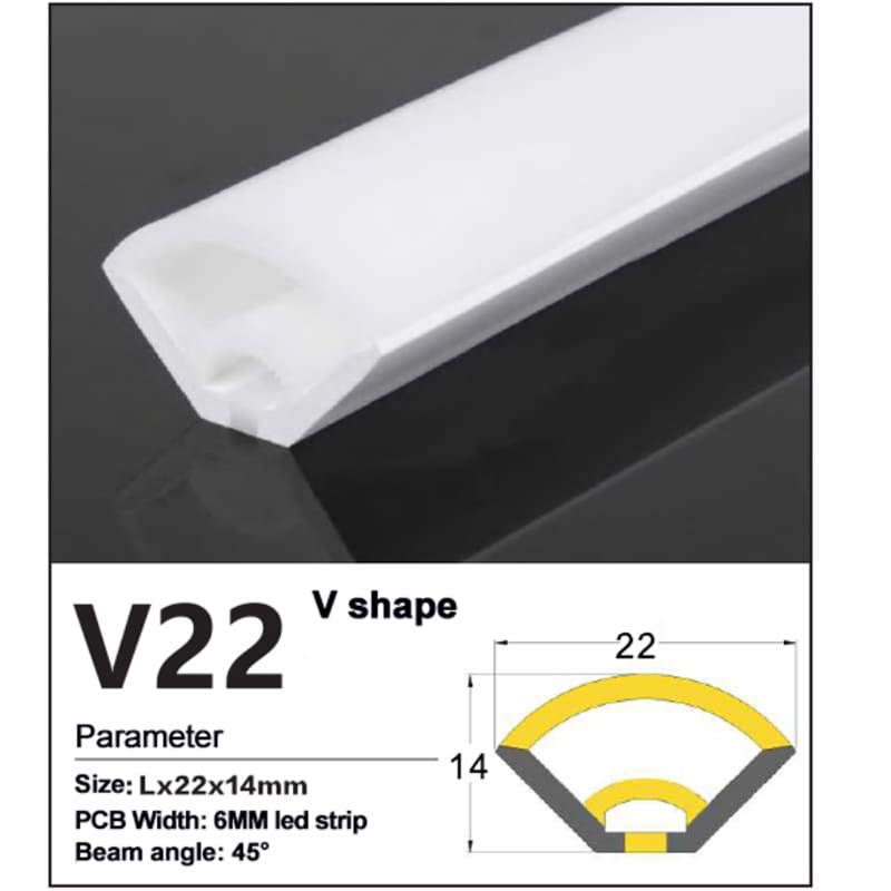 New Corner LED Silicone tube V 22mm 1 Corner LED Silicone tube V 22mm