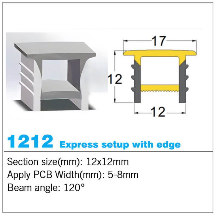 Recessed led strip silicone cover 12*12mm