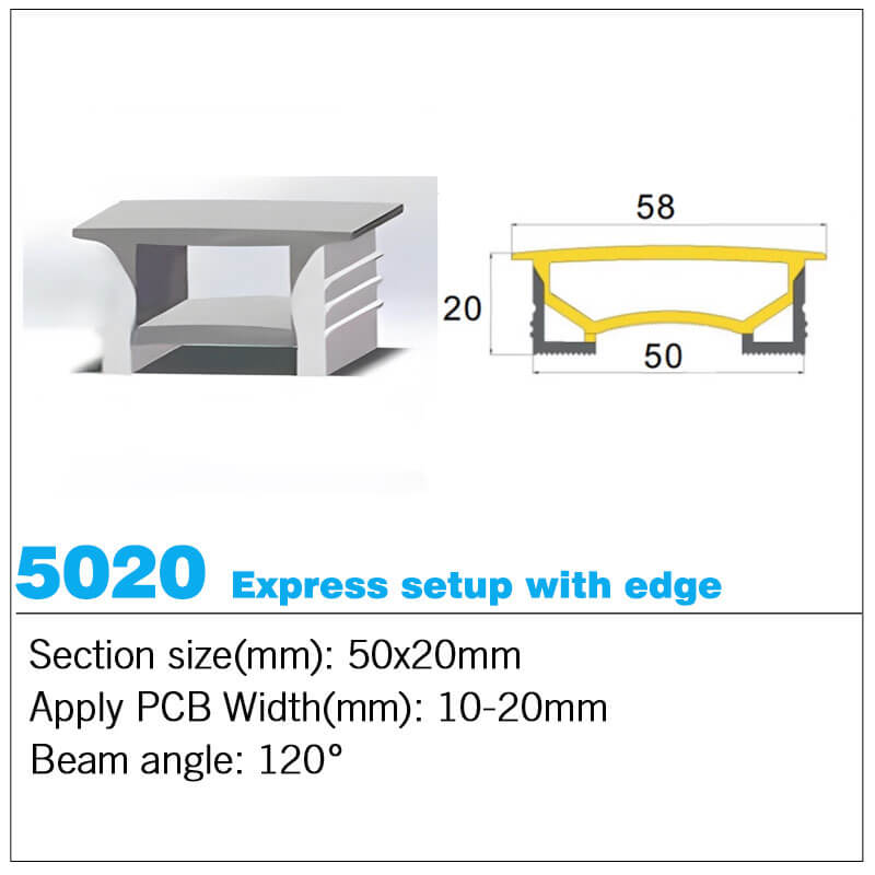 New Recessed Flat led strip Silicone Cover - 50*20mm led strip cover 1 Recessed Flat led strip Silicone Cover - 50*20mm