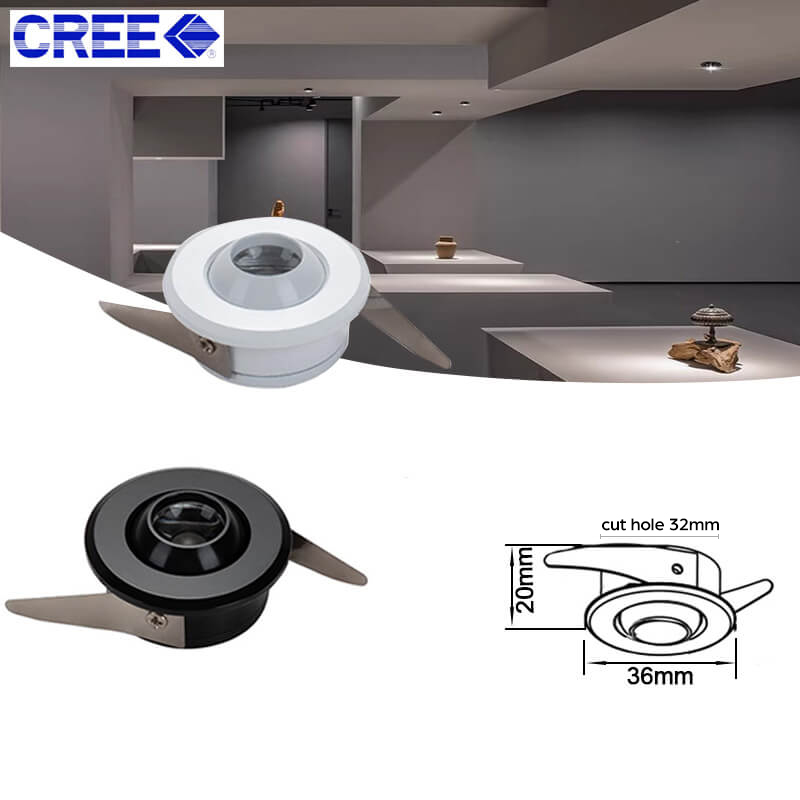 High CRI 90RA Rotate LED Down Light CREE 1W Dia36mm Cut-hole 32mm with driver 1 Rotate LED Down Light