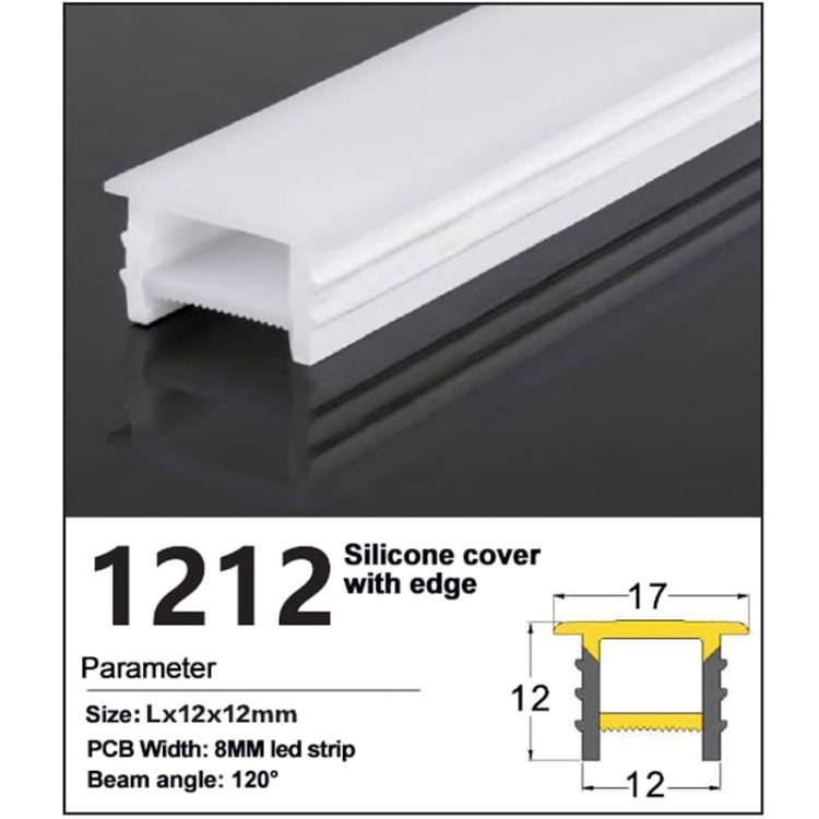 Recessed led strip silicone cover 12*12mm