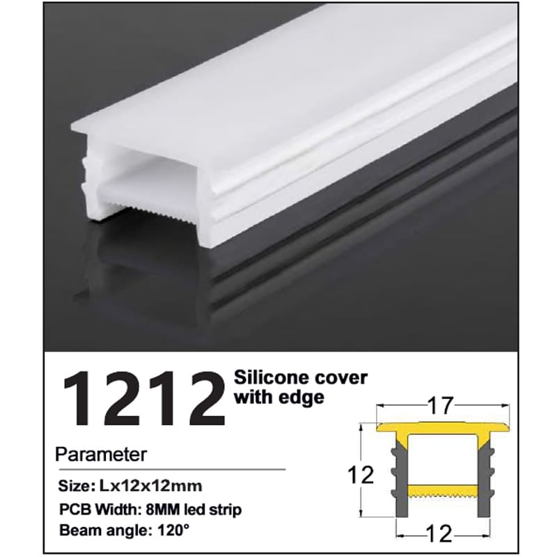 New Recessed led strip silicone cover with edge 12*12mm 1 Recessed led strip silicone cover 12*12mm