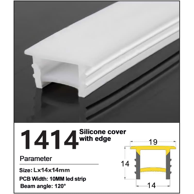 Recessed led strip light Silicone Cover with edge 14*14mm 1 Recessed led strip light Silicone Cover 14*14mm