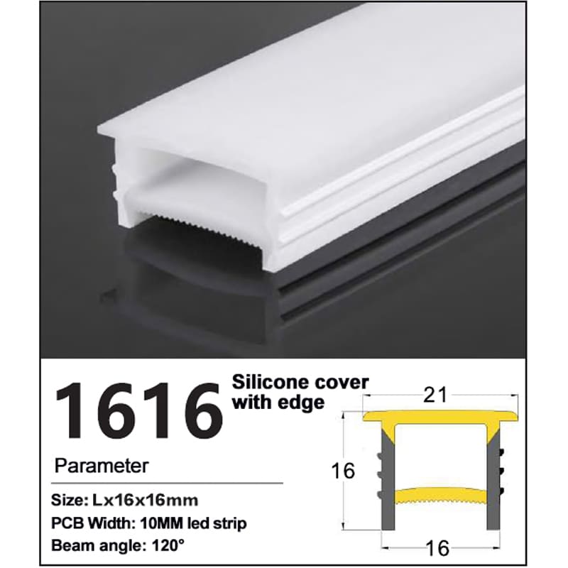 New LED strips Silicone Cover with edge 16*16mm 1 LED strips Silicone Cover with edge 16*16mm
