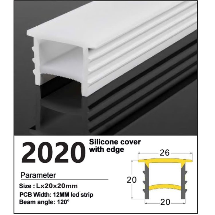 Recessed led strip Silicone Cover with edge 20*20mm