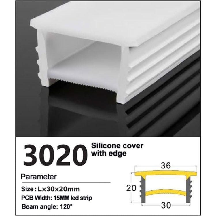 Recessed led strip Silicone Cover with edge 30*20mm