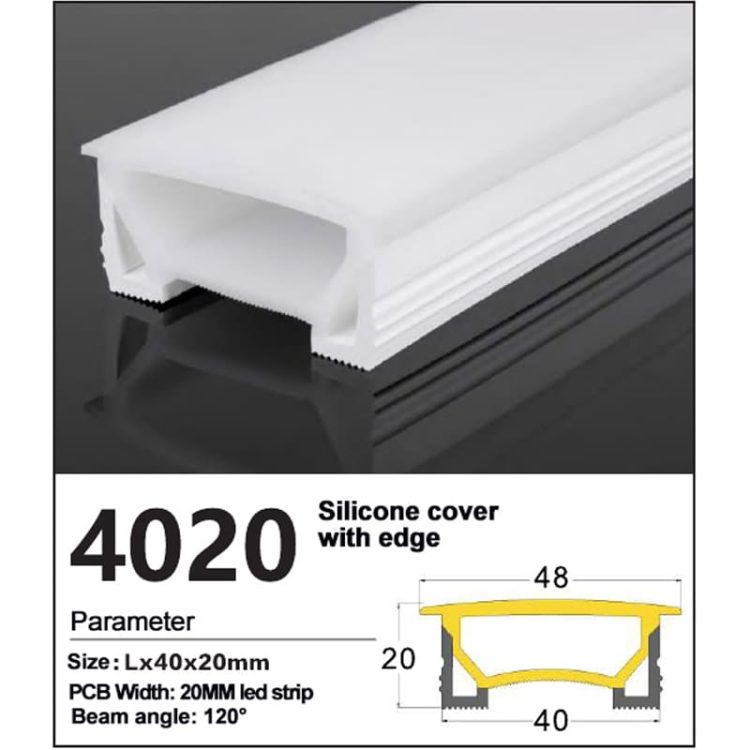 Recessed LED Silicone Cover 40*20mm - led strip cover - Flexible Recessed cover
