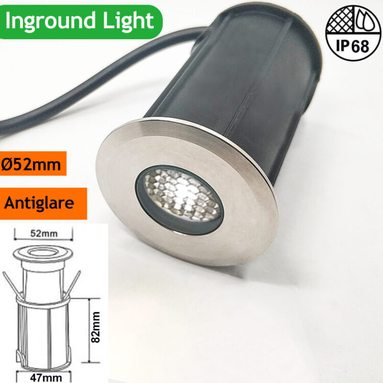 LED inground light Antiglare Dia52mm