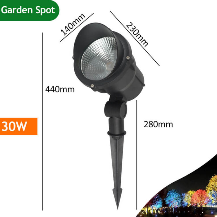 Garden Led Spike Spot Light 30W Dia140mm