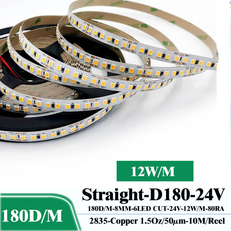 SMD2835 LED strip 8mm 180LED/m 24V 12W/m 80Ra 10m/Reel 1 SMD2835 LED strip 8mm 180LED