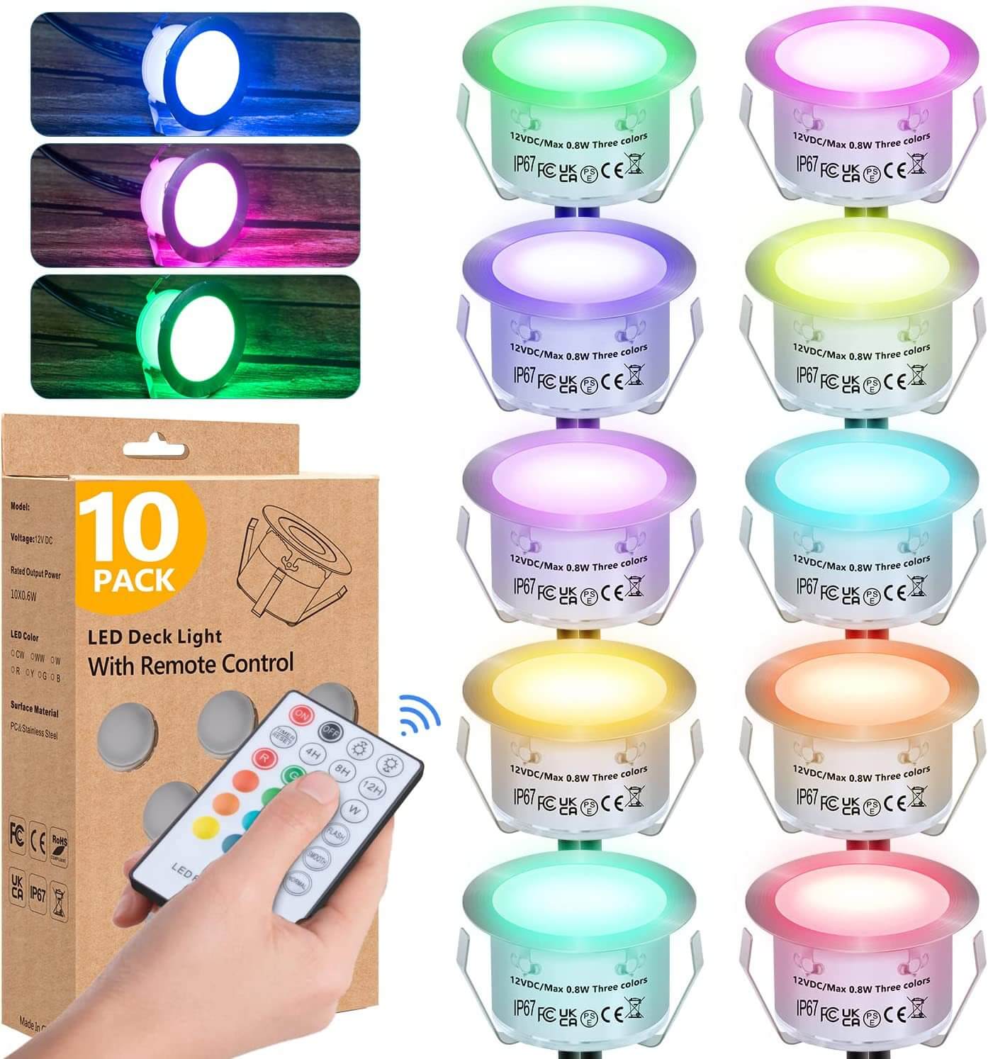 New Complete Kit LED deck lights of 10PCS RGB 1 Complete Kit LED deck lights RGB