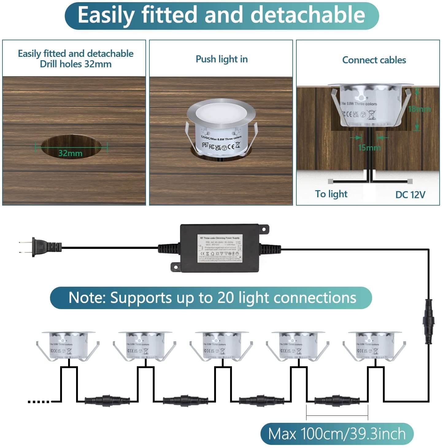 New Complete Kit LED deck lights of 10PCS RGB 4 New Complete Kit LED deck lights of 10PCS RGB - Image 4