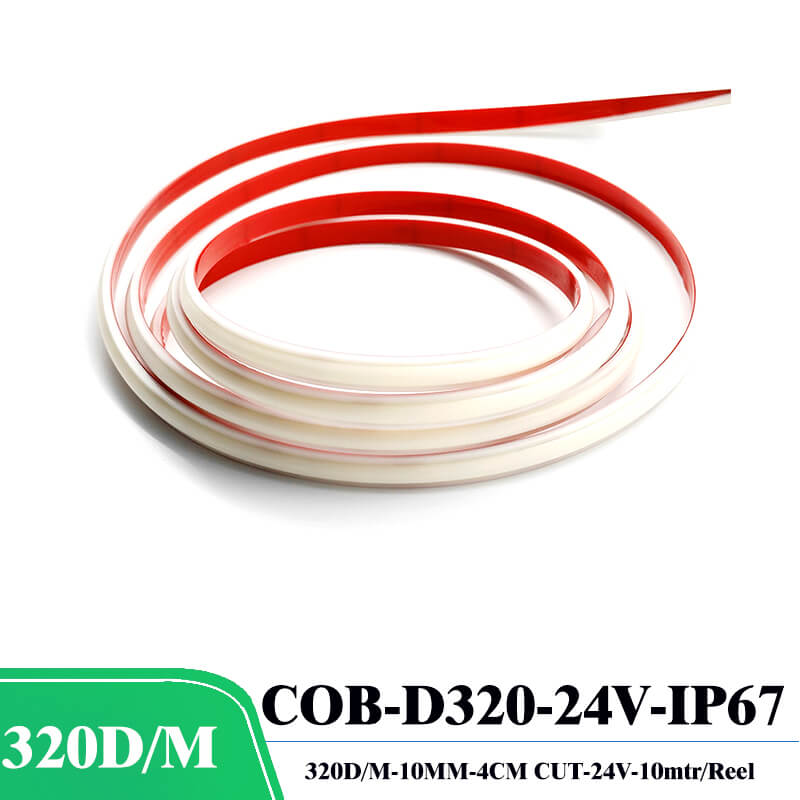 new IP68 COB LED strip Width 10mm 320leds/m 24V 10W/m 90Ra 10m/Reel 1 IP68 COB LED strip