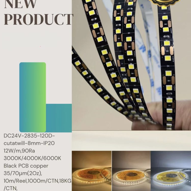 New cut at will DC24V 120D 8mm SMD2835 12W 90Ra 2Oz 5Years warranty