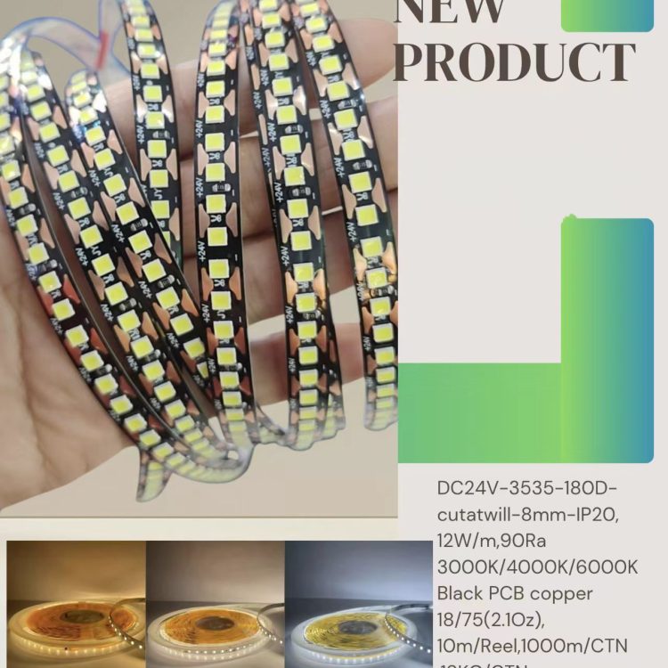 New Cut at will DC24V 180D 8mm 12W 90Ra SMD3535 2.1OZ 5Years warranty