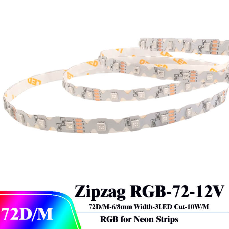 New Zipzag RGB LED strip 72leds/m 12V 3led cuttable 14.4W/m Width 6/8mm 10m/Reel 1 Zipzag RGB LED strip
