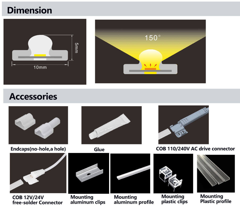 New IP68 Solid Silicone COB Strip waterproof 10*5mm SC1005 2 New IP68 Solid Silicone COB Strip waterproof 10*5mm SC1005 - Image 2