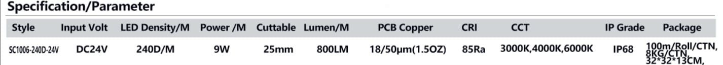 New Waterproof COB Neon LED Strip 24V 9W/m FCOB LED Strip IP68 Dotless W10*H6mm SC1006-240D-24V 8 SC1006 0021 e1770109618688