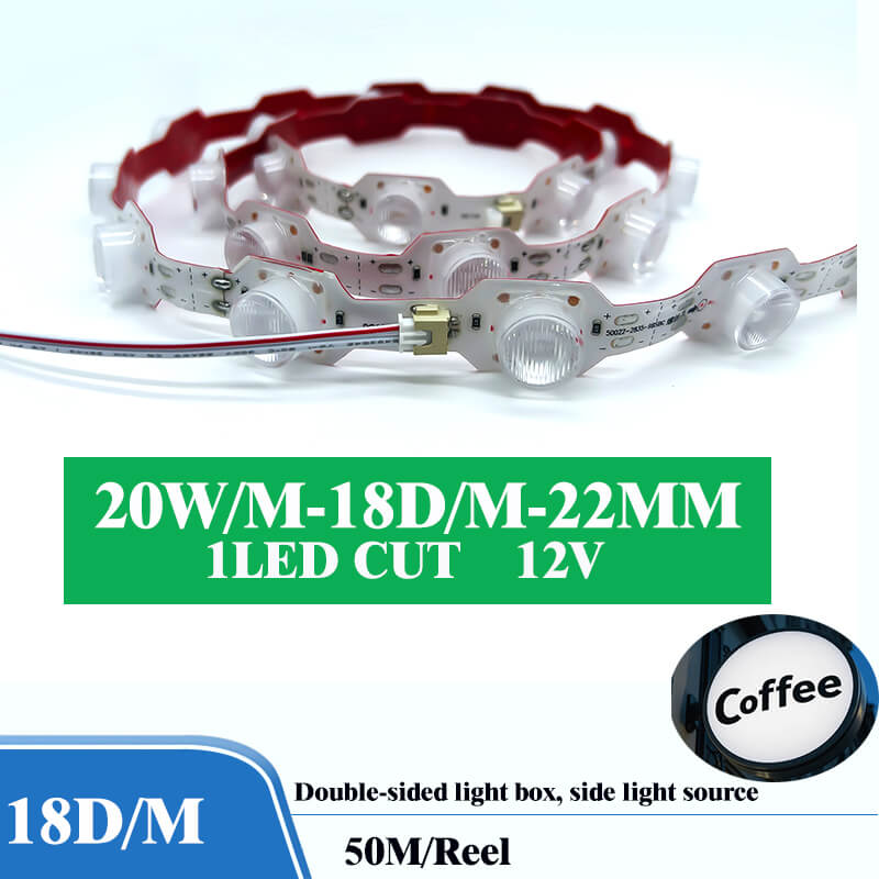 Zipzag LED Strip with Lens IP67 18D/M 20W/m 22mm 1LED CUT 12V plug-play 50mtr/Reel 1 Zipzag LED Strip with Lens