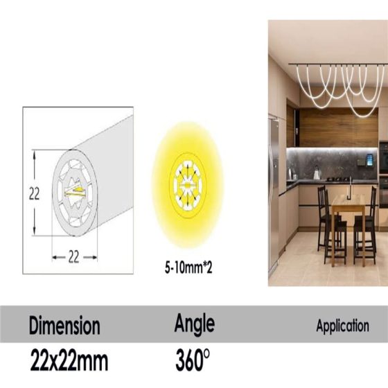 IP67 Dia22mm Round Silicone Neon LED Strip R2222 - Ledluminous