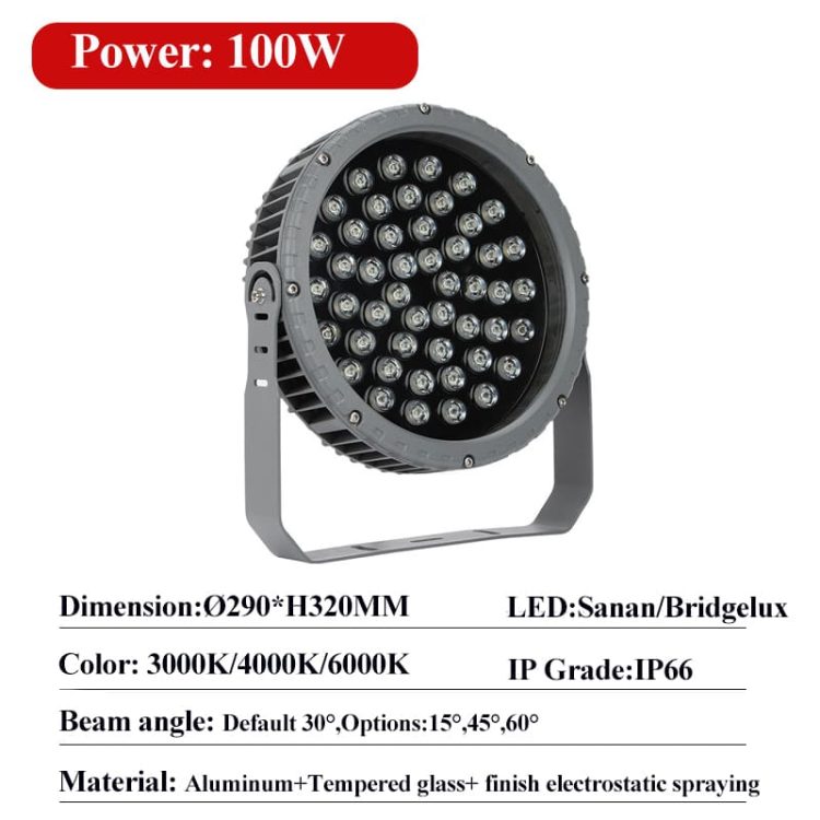 Landscape Lighting - Flex Linear Lighting - Direct Factory prices 5 Outdoor Round LED Spotlight 100W Dia290mm