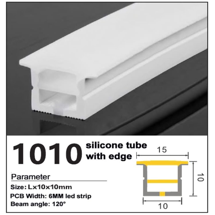 Silicone LED Strip channelwith edge Top bend 10*10mm