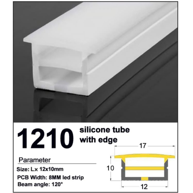 Silicone LED Strip channelwith edge Top bend 12*10mm