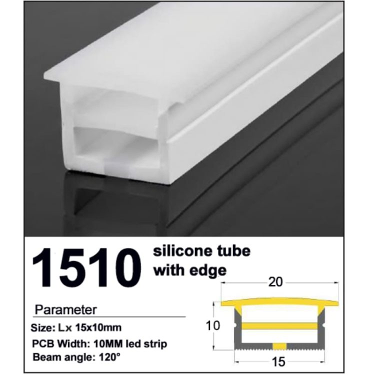 Silicone LED Strip channel with edge Top bend 15*10mm