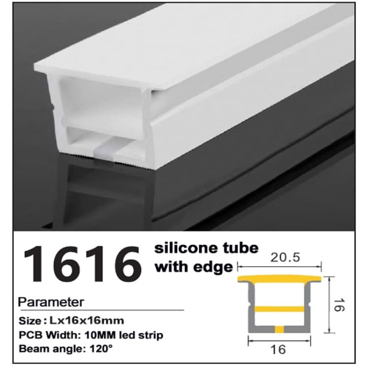 Silicone LED Strip channel with edge Top bend 16*16mm