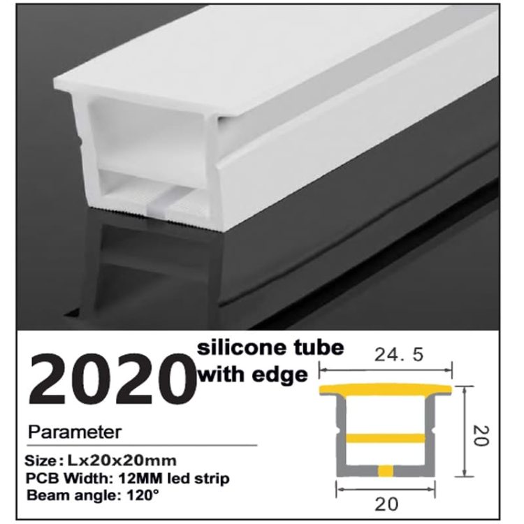Landscape Lighting - Flex Linear Lighting - Direct Factory prices 23 Silicone LED Strip channel with edge Top bend 20*20mm