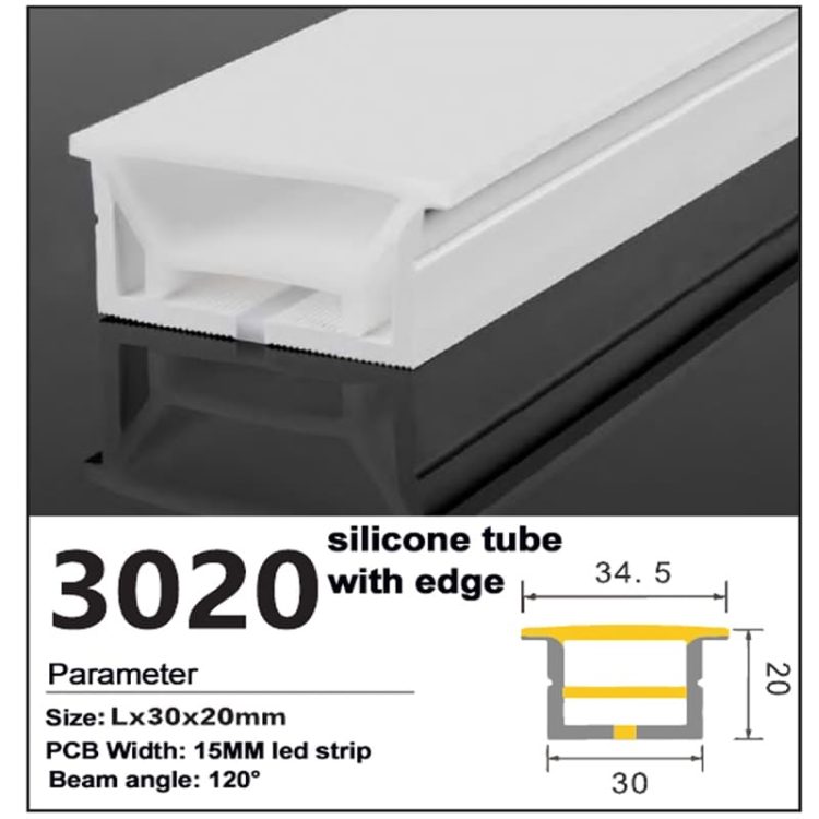 Landscape Lighting - Flex Linear Lighting - Direct Factory prices 21 Silicone LED Strip channel with edge Top bend 30*20mm
