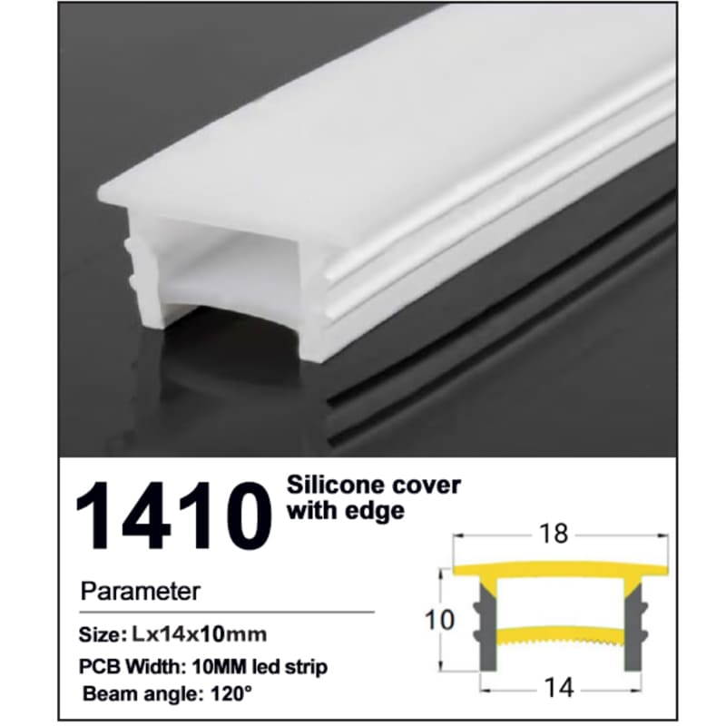 New Recessed led strip silicone cover with edge 14*10mm 1 Recessed led strip silicone cover 14*10mm