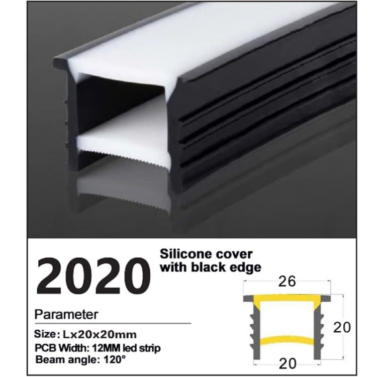 Recessed silicone cover with black Edge 20*20mm