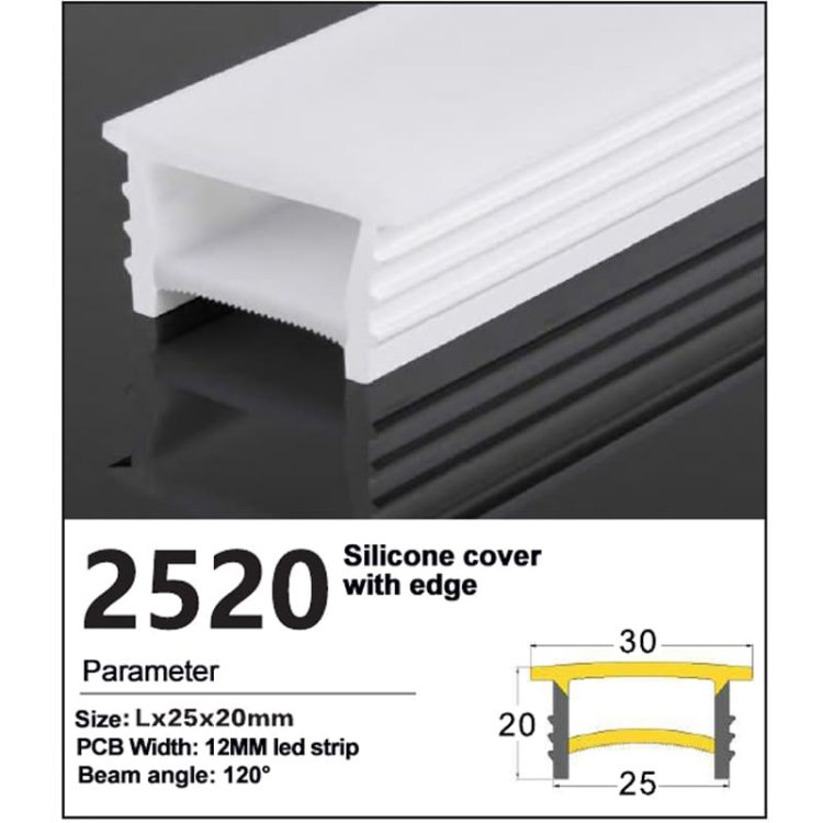 Recessed led strip Silicone Cover with edge 25*20mm
