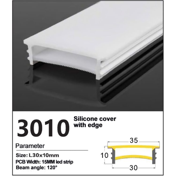 Recessed led strip Silicone Cover with edge 30*10mm